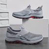 Men'S Breathable Mesh Sneakers, Slip-On Athletic Shoes, Solid Color Fabric Upper, Rubber Sole, Round Toe, Low Top, Casual Sports Style