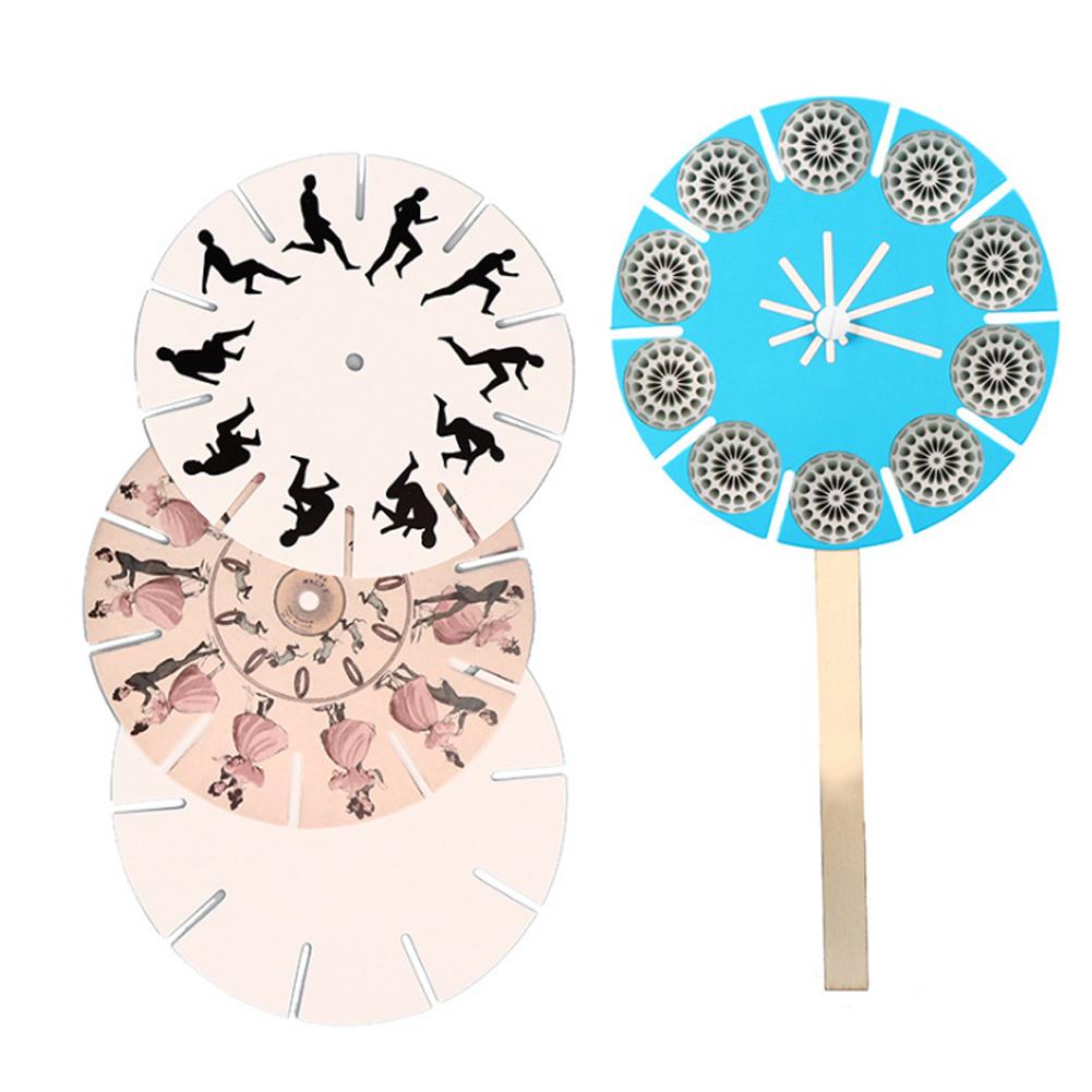 4Pcs Phenakistoscope Child DIY Assemble Experiment Educational Science Funny Toy