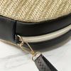 Lightweight Woven PU Contrast Color Round Crossbody Bag with Adjustable Detachable Strap - Large Capacity Zipper Closure for Beach, Commuting