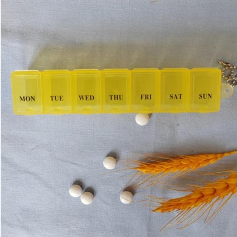 

1PC New Weekly Portable Travel Pill Cases Box 7Days Organizer 7Grids Pills Container Storage Tablets Vitamins Medicine Fish Oils жёлтый