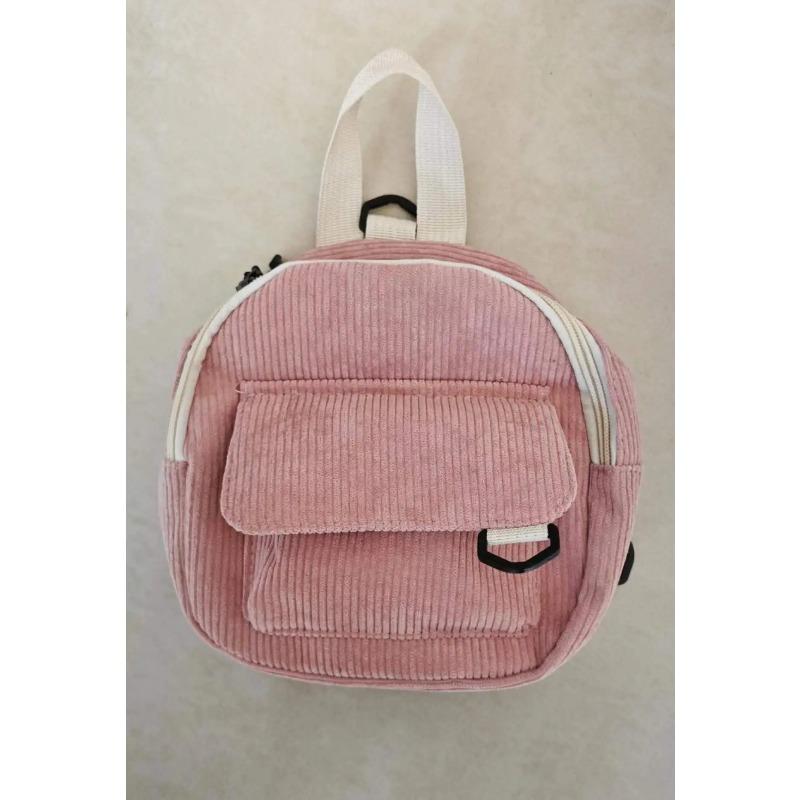 Minimalist and Versatile Striped Velvet Mini Backpack Students and Women for Leisure Travel