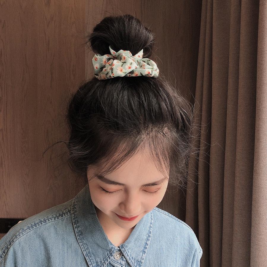 Korean Daisy Floral Hair Tie - Polyester Cotton Elastic Band