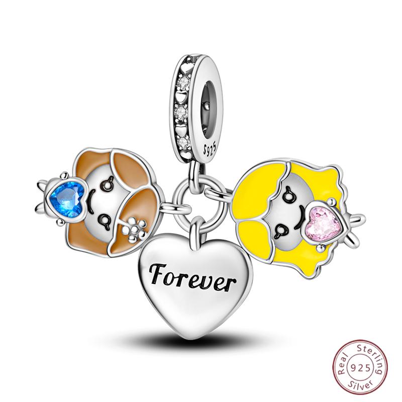 Copper Beaded Pendant Shiny Zircon Dessert Donut For Original 3Mm Bracelet Ladies Fine Jewelry