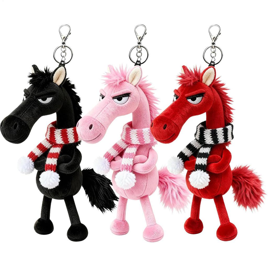 Black Horse Keychain Plush Toy Backpack Pendant Decoration 2026 Year Of The Horse Plush Toy New Year Gifts For Boys And Girls