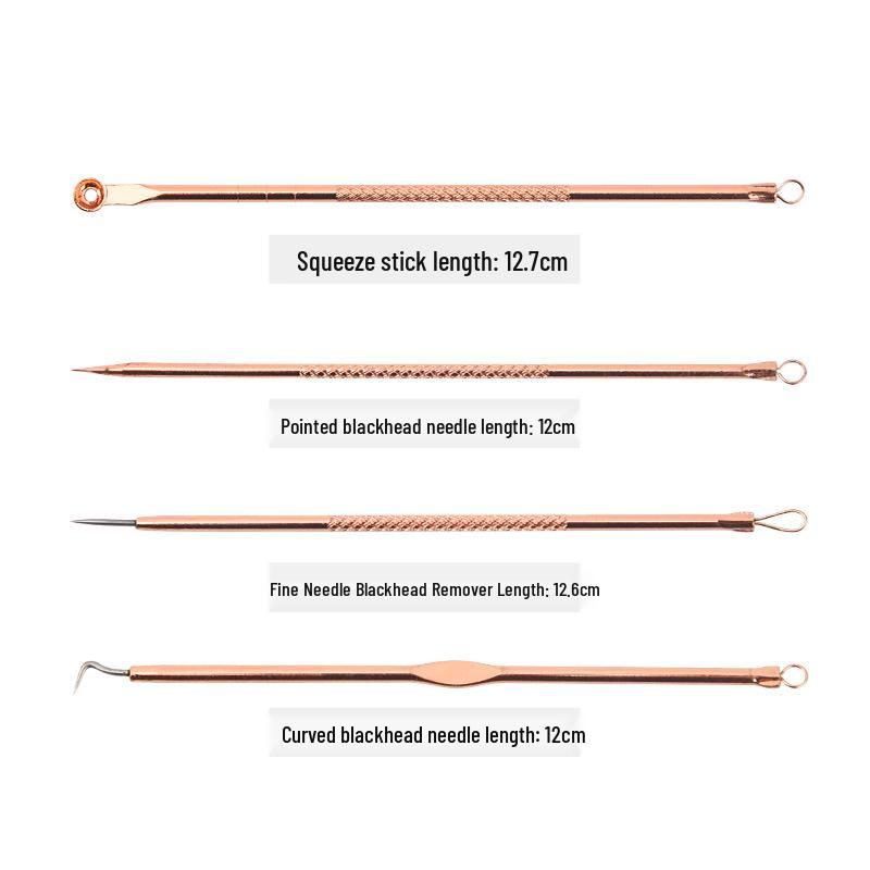 Set Ace Duble pentru Îndepărtarea Punctelor Negre și a Acneei din Oțel Inoxidabil - 4 Bucăți