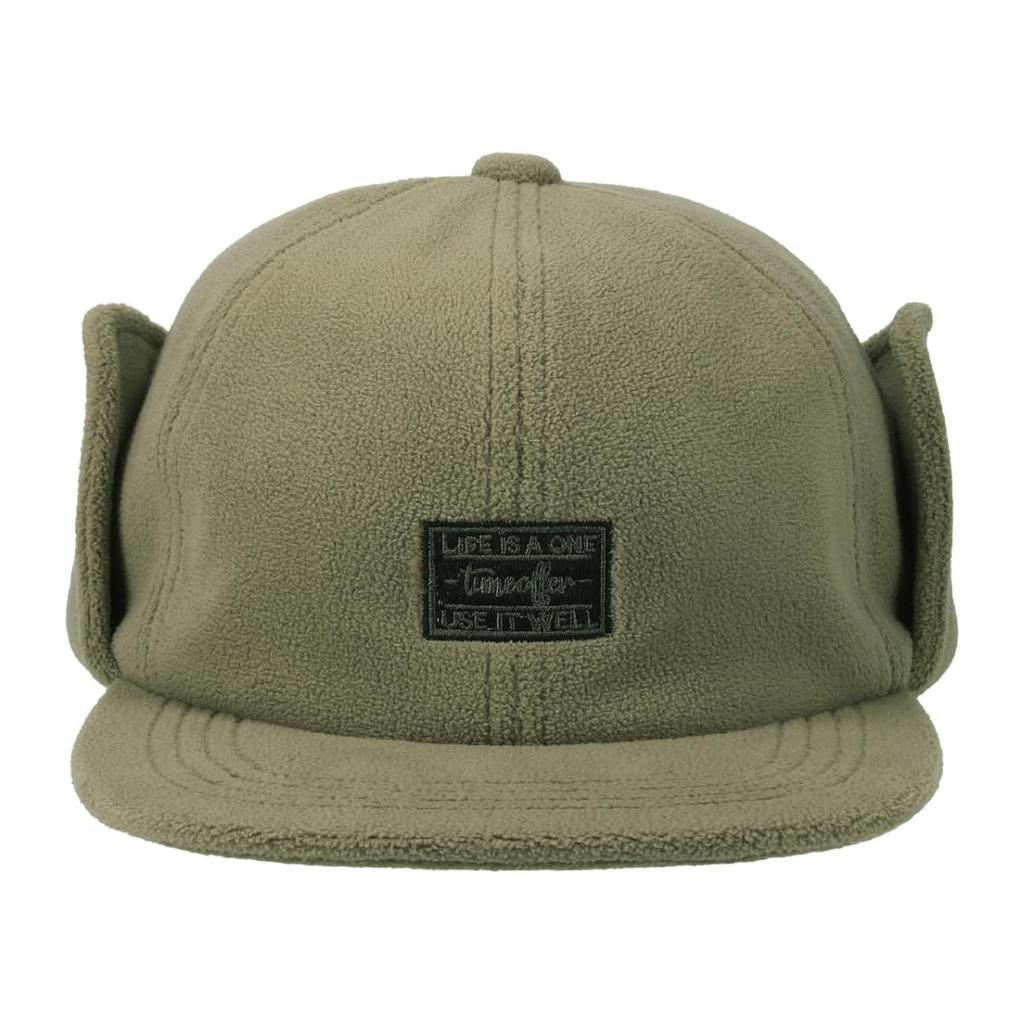 Basic Enchi All Freece Ear Hand Washable and Clean Moisture Quick One Olive Cap, Washable, Outdoor, Fleece, Flat, Cap, Ears, Patch, Hat, Absorbent,