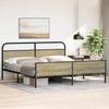 Metal Bed Frame without Mattress Sonoma Oak Finish 183 x 213 cm