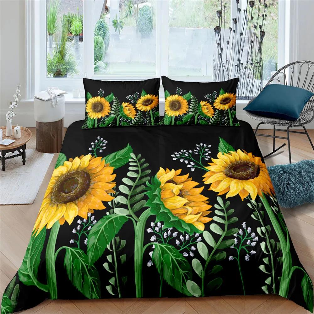 Sunflower Rainbow Duvet Cover Yellow Flowers for Children Girl Women Floral Colorful Polyester Quilt Cover Bedroom Decorations