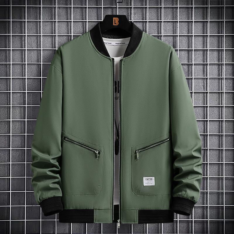 

Men s Plus Size Spring/Autumn Baseball Jacket - Korean Style Stand Collar Casual Top 9XL армия зеленый