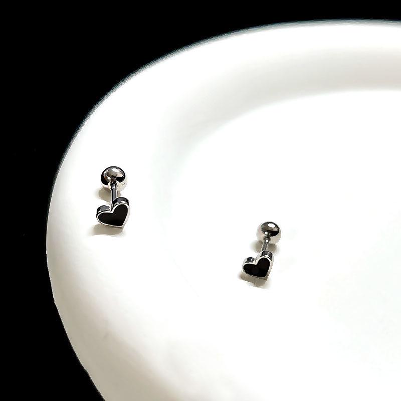 Titanium Steel Heart & Four-Leaf Clover Stud Earrings - Elegant, Versatile, Mori-Style Fashion for Women