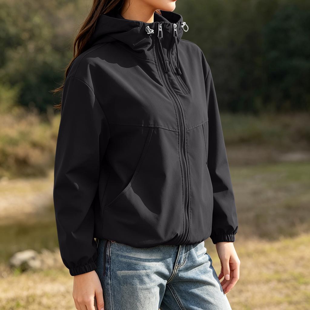 Damen Kurze Outdoor Jacke Leichter Windbreaker Mit Kapuze Baseball Stil Sport Wandern Mantel Sonnenschutz Schicht