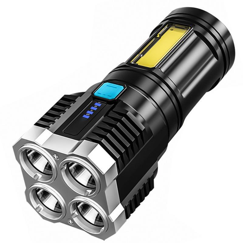 L-S03 Rechargeable Long-Range Flashlight with COB Side Light and 4 LEDs