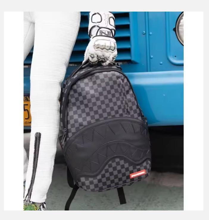 Black Shark Backpack Durable Waterproof Large Capacity Multi Compartment Spacious Travel Hiking School Backpack for Men Women