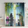 Window Curtains for Living Room Luxury Bedroom Divider Blue Peacock With Flower Peafowl Left and Right 2Panels Cortinas Drapes