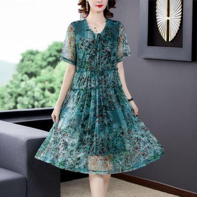 Women Printed Dress Summer Plus Size Floral Dress Loose A-line Dress