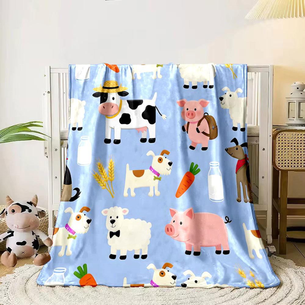 

Various Cartoon Animals Print Blanket Warm Soft Fluffy Kids and Adults Sofa Bed Throw Blanket Outdoor Travel Camping RV 75x90cm