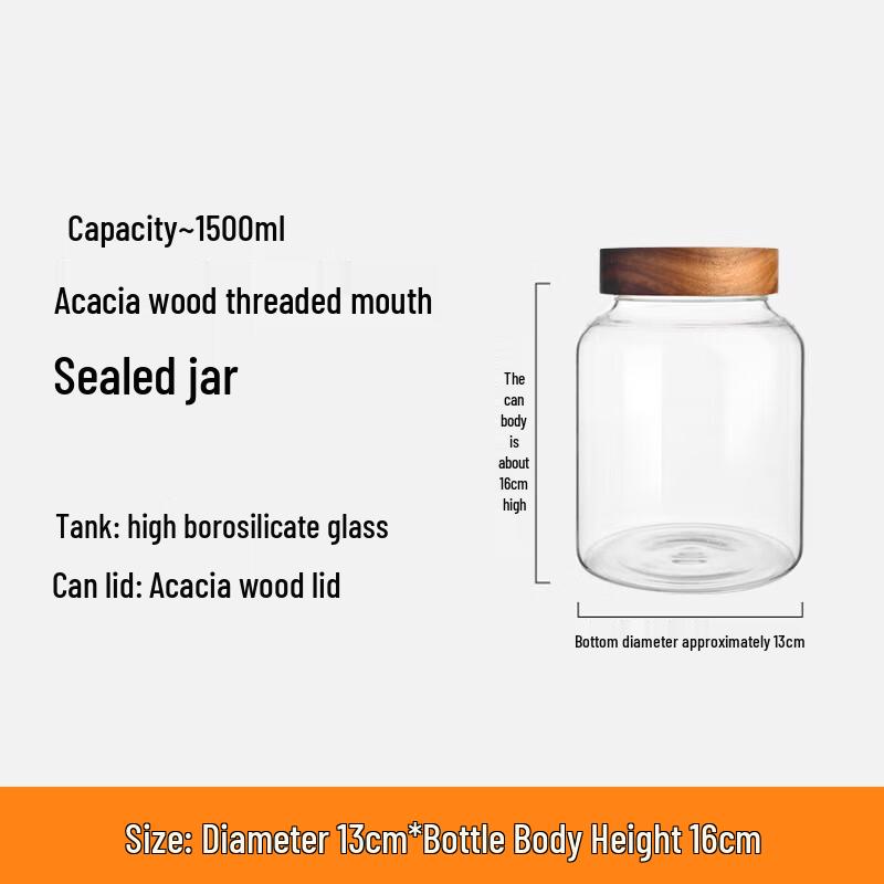 ZISIZ Glass Storage Jar with Acacia Wood Screw Lid
