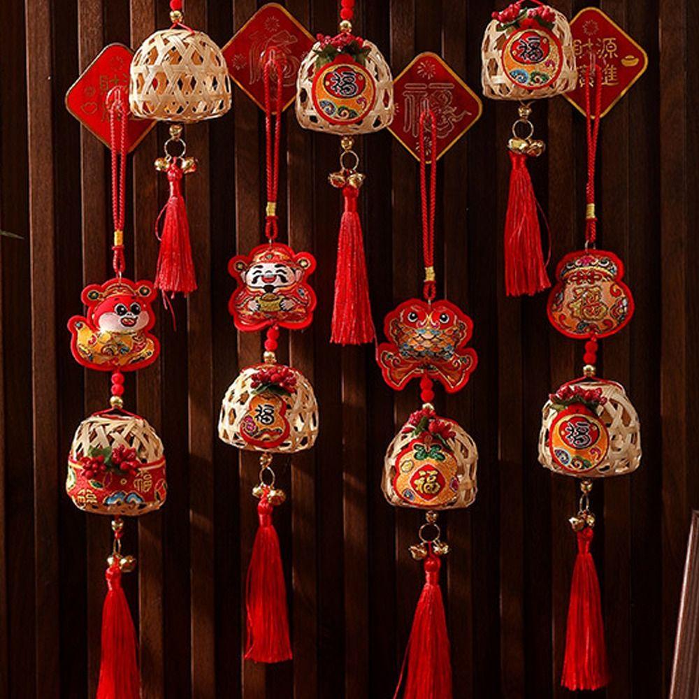 Creative Spring Festival Decoration Pendant Reusable New Year Ornaments Red Lantern String  Home