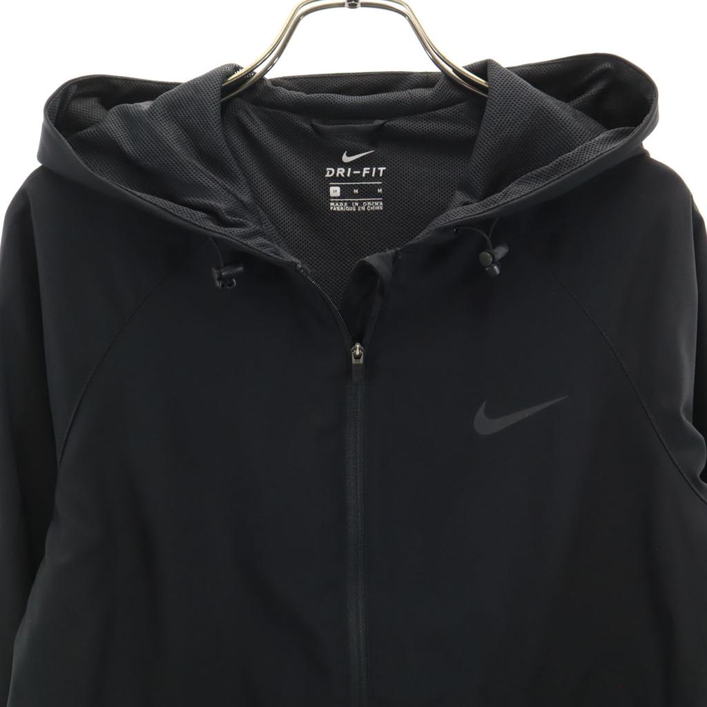 Nike Training Long Sleeve Zip Hoodie M Black Mesh Lining Men's Used
