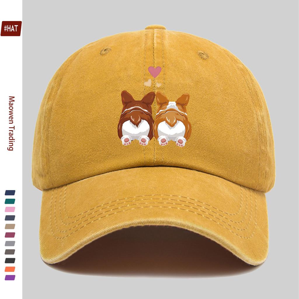 pc HeartShaped Corgi Silhouette Printed Baseball Cap Pet Print Design Golf Hat Home Leisure Decor Hat Comfortable Lightweig