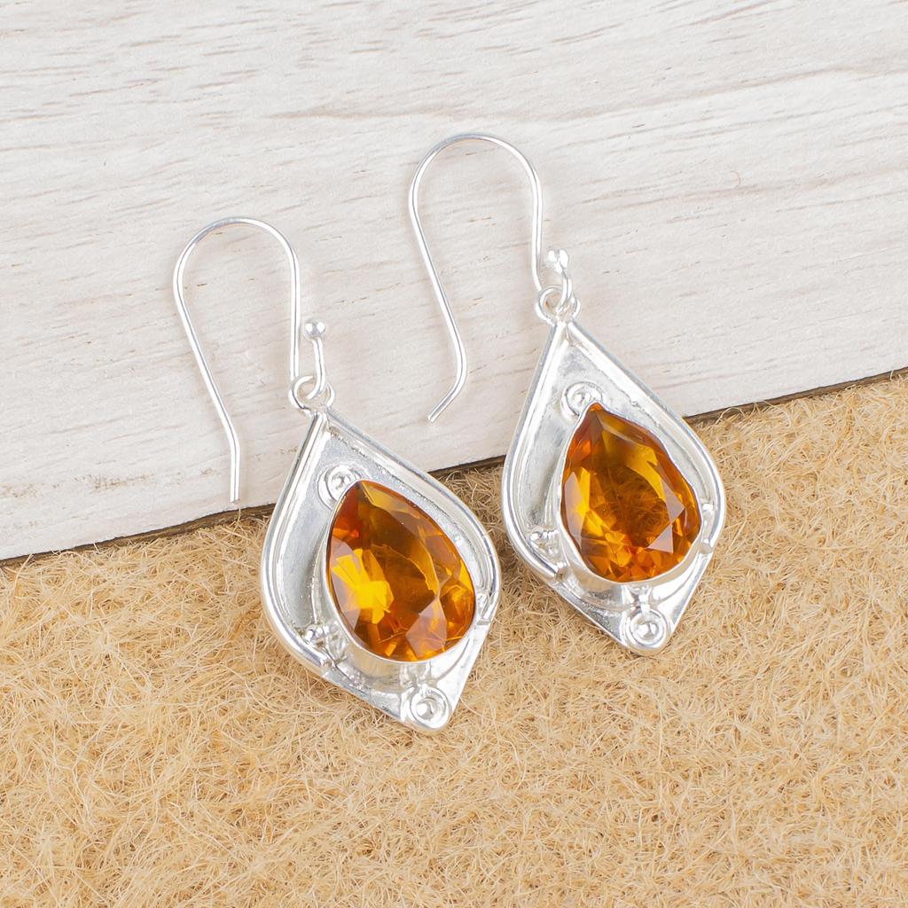 Citrin Anhänger, 925 Sterling Silber Edelstein Schmuck, handgefertigter Anhänger, für Thanksgiving