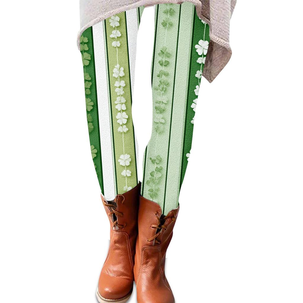 Frauen St. Patrick Print Stretch Weiche Leggings Lässig Haus Schlafbekleidung