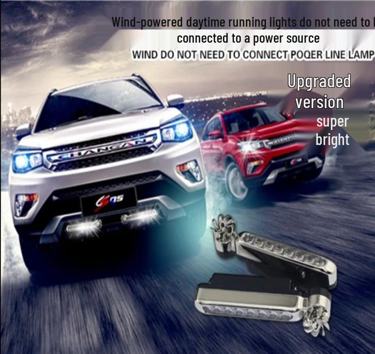 LED Wind-Powered Car Grille Daytime Running Decoration Light - No Installation Needed