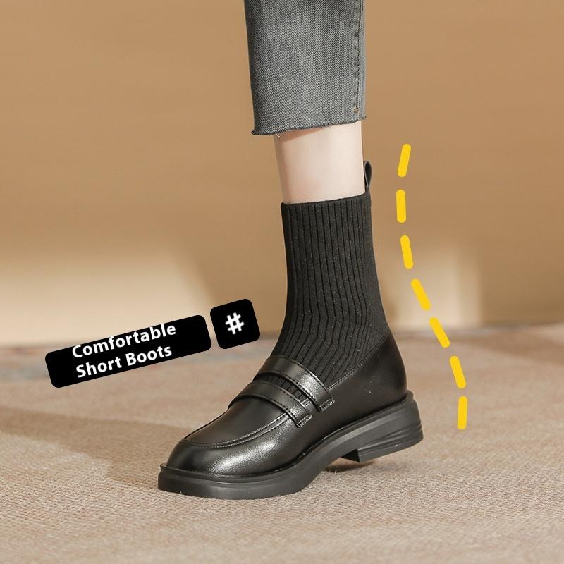 Flat Ankle Boots Autumn and Winter Socks Boots for Women All-match Knitted Stretch Boots