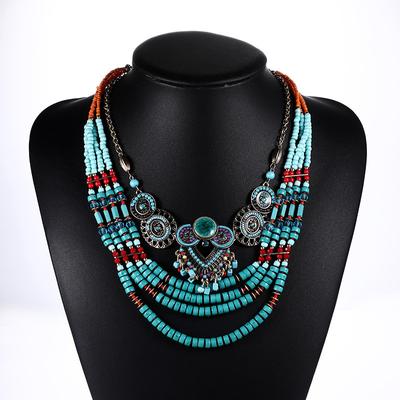 Yeni Moda Retro Bohem Ulusal Tarzı El Yapımı Boncuklu Kolye kadın Çok Katmanlı Renk Moda Aksesuarı