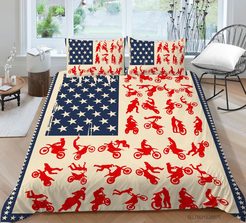 Luxus-Home-Bettwäsche-Set, Flaggen-Druck, Bettbezug, Kissenbezug, Home-Bettwäsche-Set, AU/EU/US, volle Größe, Einzel-/Doppelbett, Wohnmöbel