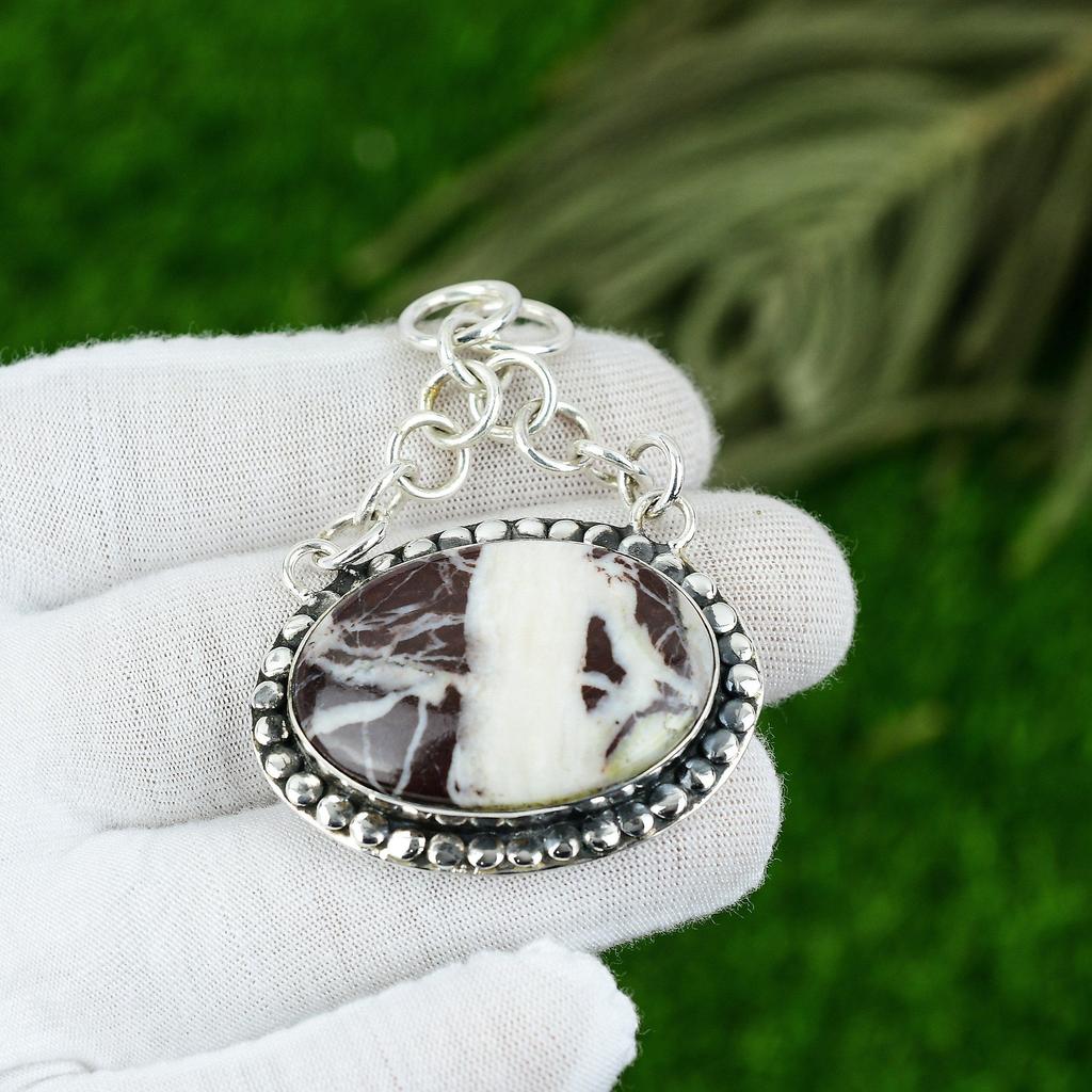 Wedding Gift For Her 925 Sterling Silver Natural Coconut Jasper Gemstone Pendant