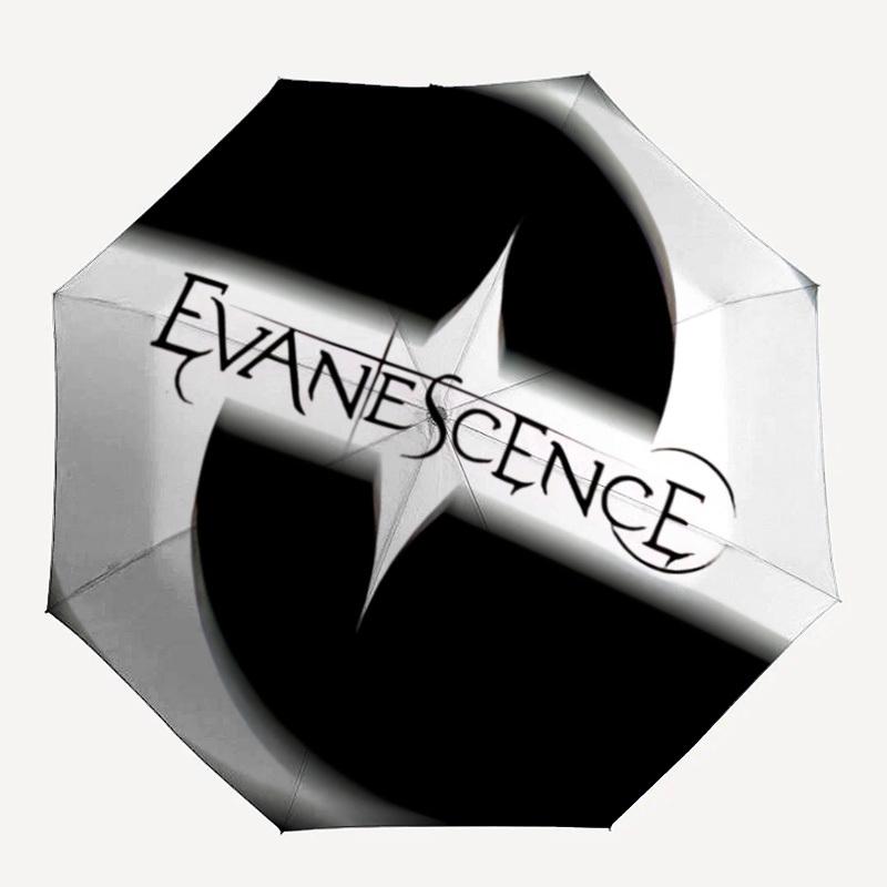 

1pc Evanescence Music Automatic Umbrella - 8-Rib Portable Folding Black Iron Frame for Outdoor, Beach, Travel a0905204