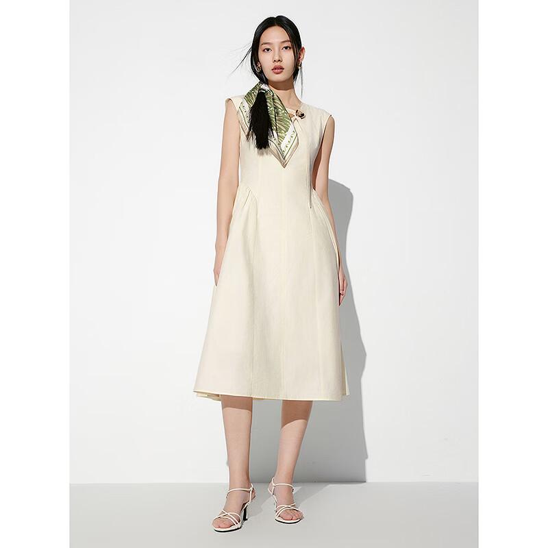 PEACEBIRD Women's V-Neck Sleeveless A-line Midi Dress