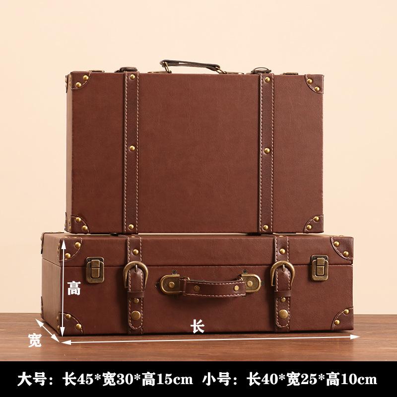 Vintage Leather Suitcase European-Style Storage Box Home Organization Container Photography Prop Shop Window Display Decorative