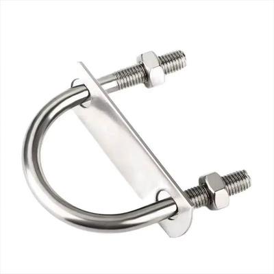1Set New 304 Stainless Steel M10 Round Tube Clamp With Baffle Screws Pipe U-clamp Right Angle U-bolt for Round Tube