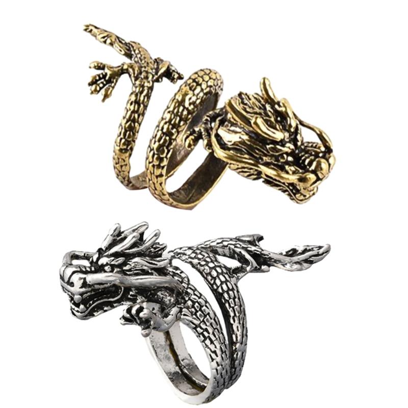 Bronze/Silver Finger Rings Adjustable Open Rings Fashion Dragon Symbol Decor