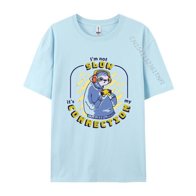 Slow Connection Sloth Gamer Funny Sloth Tshirts Men Clothess Tshirts Unique TShirt Cotton Gothic Animes Alternative