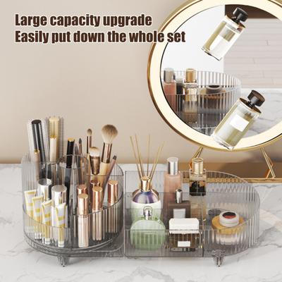 Makeup Organizer Storage Rack with 9 Compartments Large Capacity Transparent 360-Degree Rotating Cosmetic Shelf Storage Holder