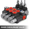 3-sekční hydraulický řídicí ventil, hydraulický ventil jednodílný 3sekční ventil, Hydraulický směrový řídicí ventil 11gpm 40 L Oboučinný válec