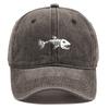 Skeleton Shark Printed Baseball Cap Washed Distressed Dad Hat Retro Unisex Hand Snapback Headwear Trendy  Colors In Stock