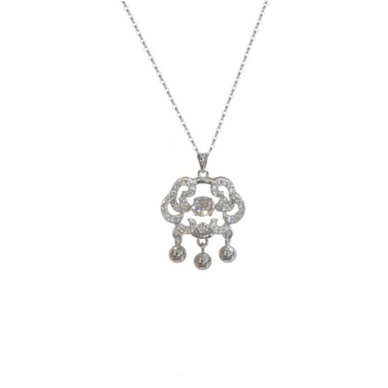 925 Silver Ruyi Peace Lock Necklace , Traditional Chinese Style Movable Pendant , Simple Elegant Clavicle Chain for Wome 925 золотой