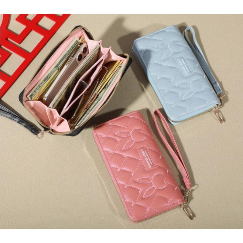 New Wallet Korean Version Cute PU Long Zero Wallet Large Capacity Women's Multi Card Zipper Handheld Phone Bag