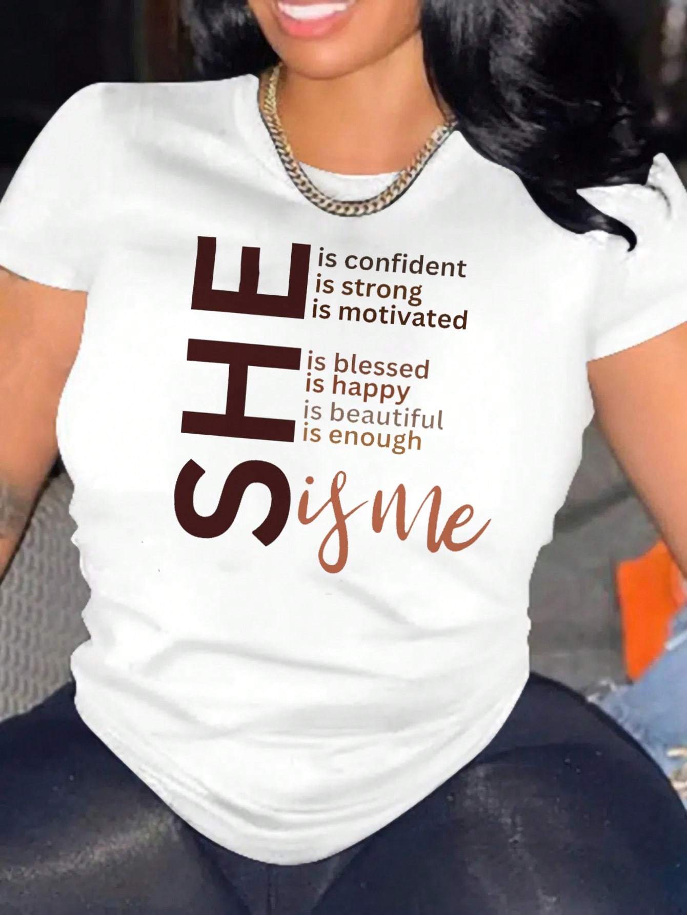 SHE is confident strong motivated blessed happy T-shirt L