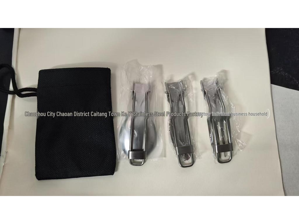 304 Stainless Steel Folding Camping Tableware Set - Durable, Portable, and Collapsible Cookware for Outdoor Adventures.