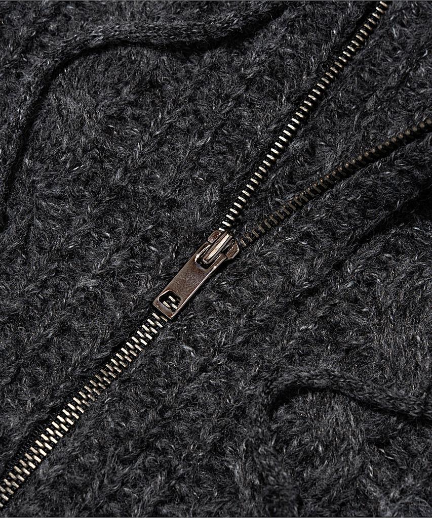 Otherfits Cable Weight Knit Zip-Up Hoodie (Charcoal)
