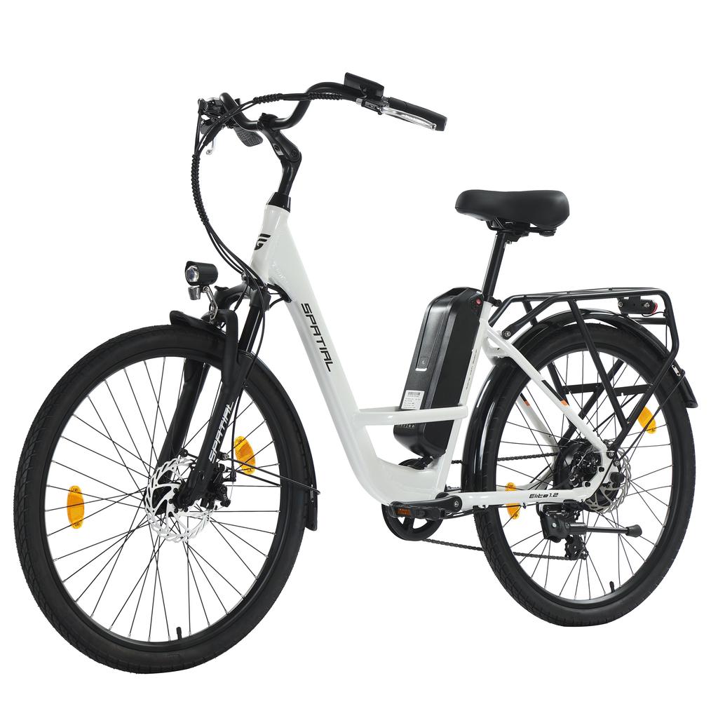 Spatial Elite Women’ Electric Bike With TowSeat 250W Motor 36V13AH Battery 26 Inch Road Tires Multi Terrain Electric Bike Outdoor Riding E-Bike