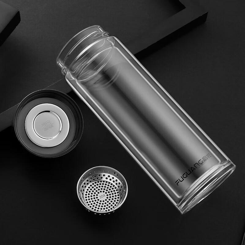 FUGUANG 330ML Double-Layer Business Glass Tea Cup