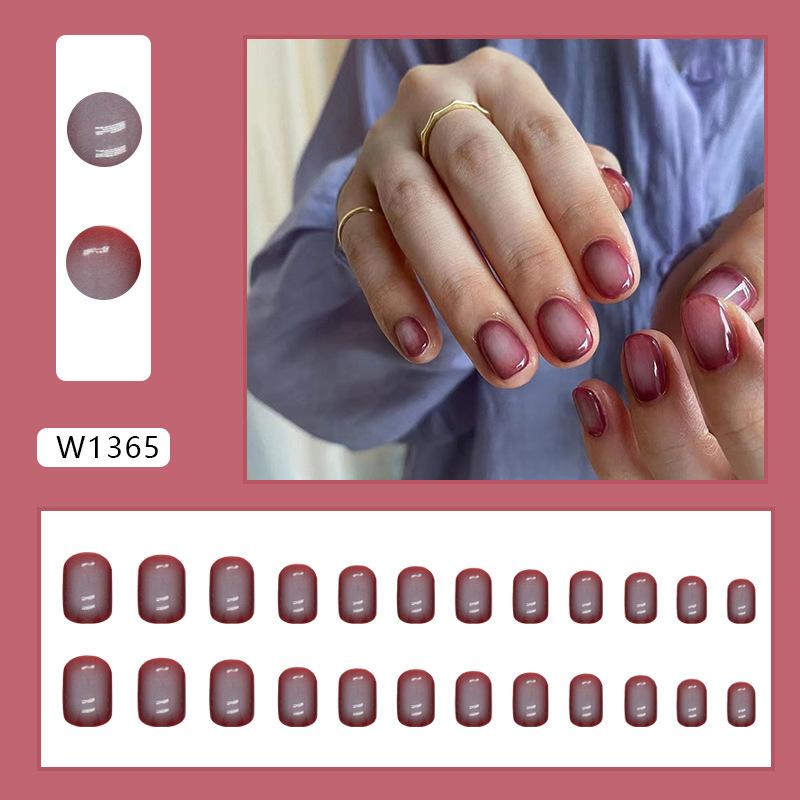 Short fog transparent color gradual change blush European and American ins wind fake nail whitening film