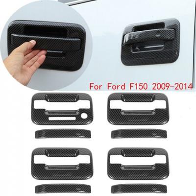 8x Car Exterior Door Handle Trim Cover Decor for Ford F150 2009-14 Carbon Fiber