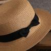Elegant Straw Hat With Bows Detail Comfortable Women's Straw Garden Headwear For Bridal Party Church Occasion